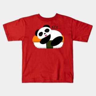 Panda sleeps top of sushi Kids T-Shirt